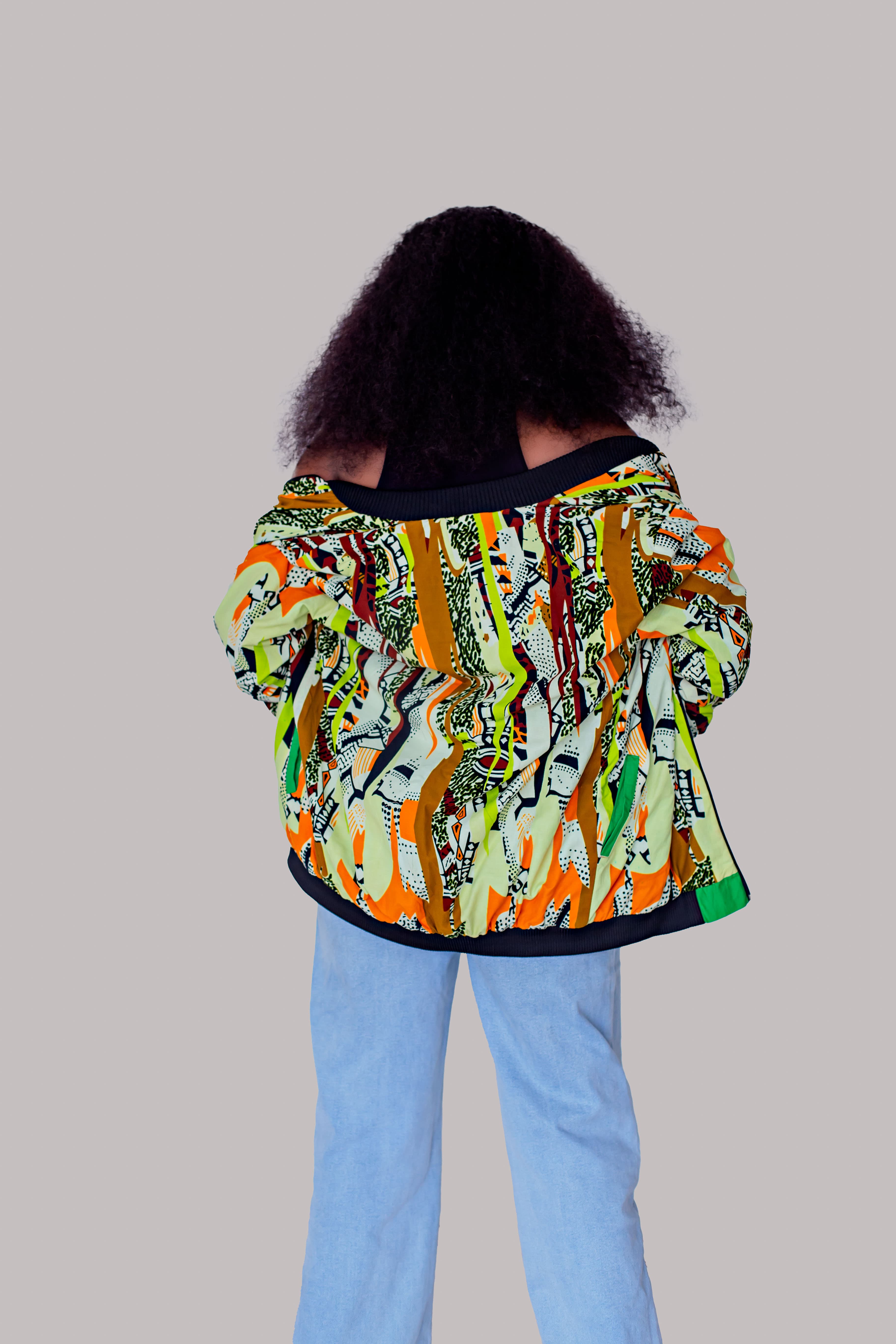 Full-Print Ankara Bomber — back