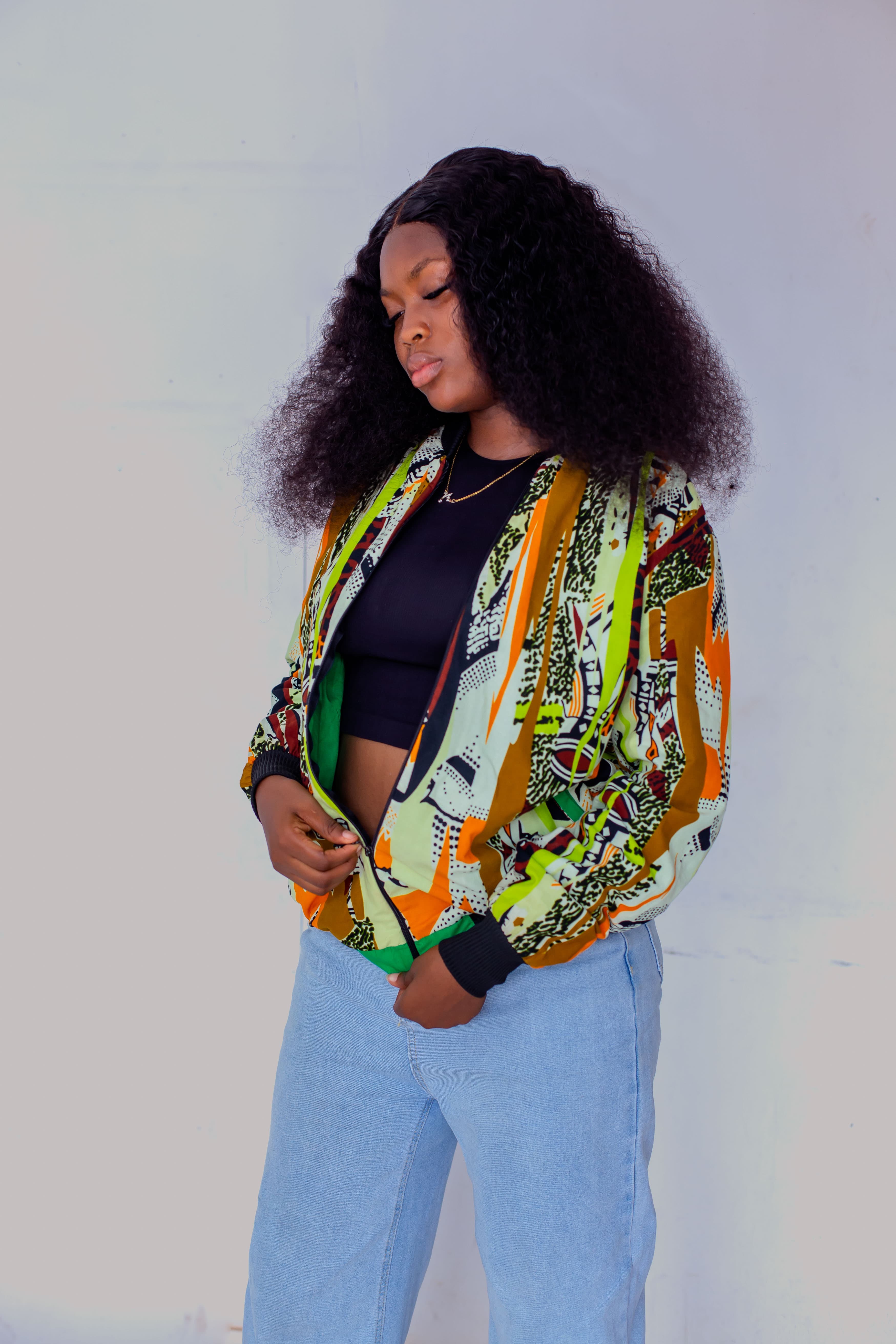Full-Print Ankara Bomber — front