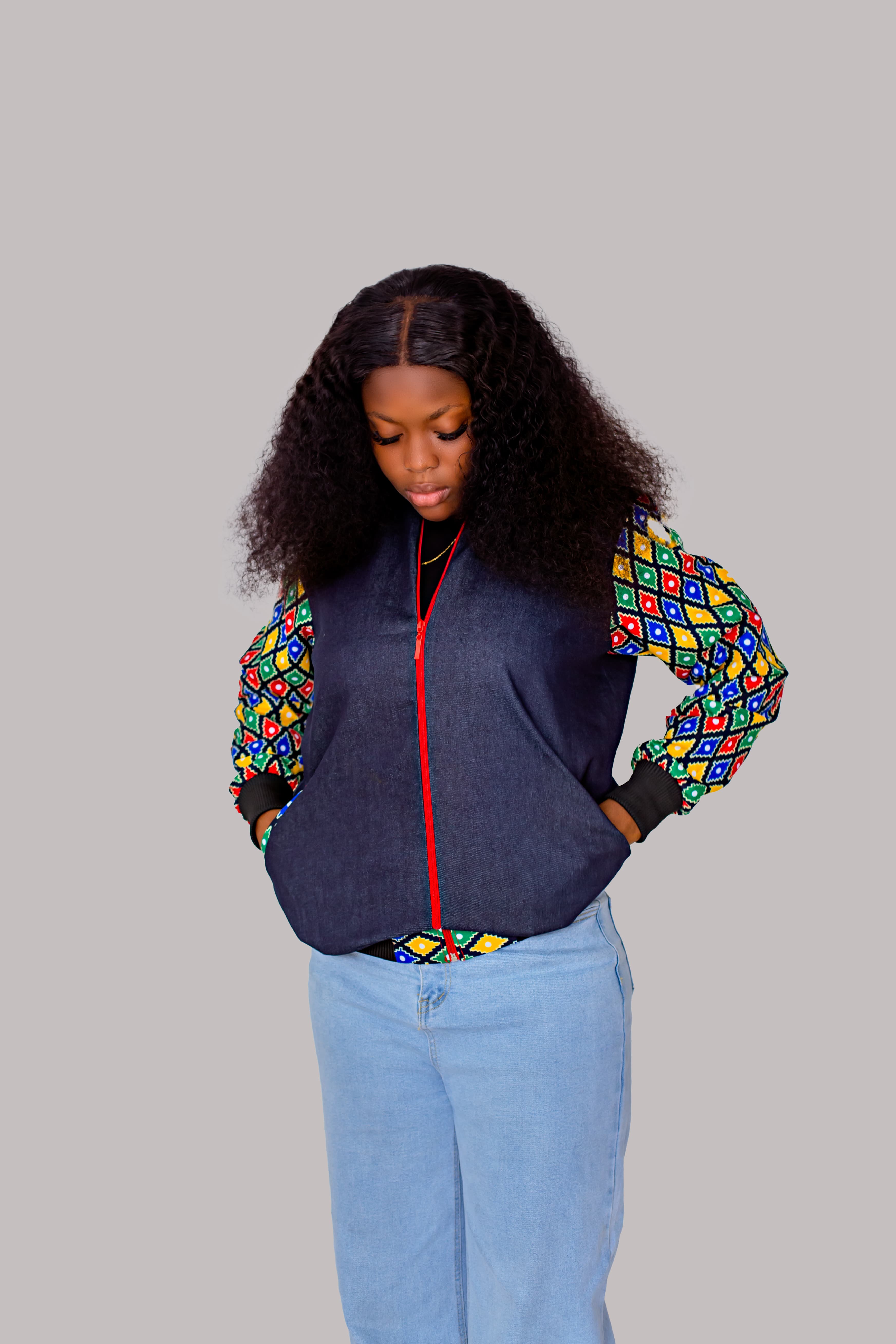 Ankara Sleeve Bomber — zipped front