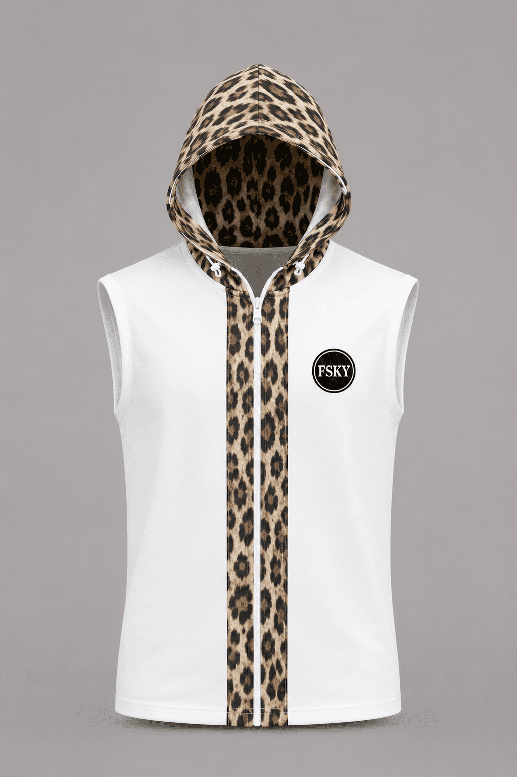 Leopard Trim Vest — flat product