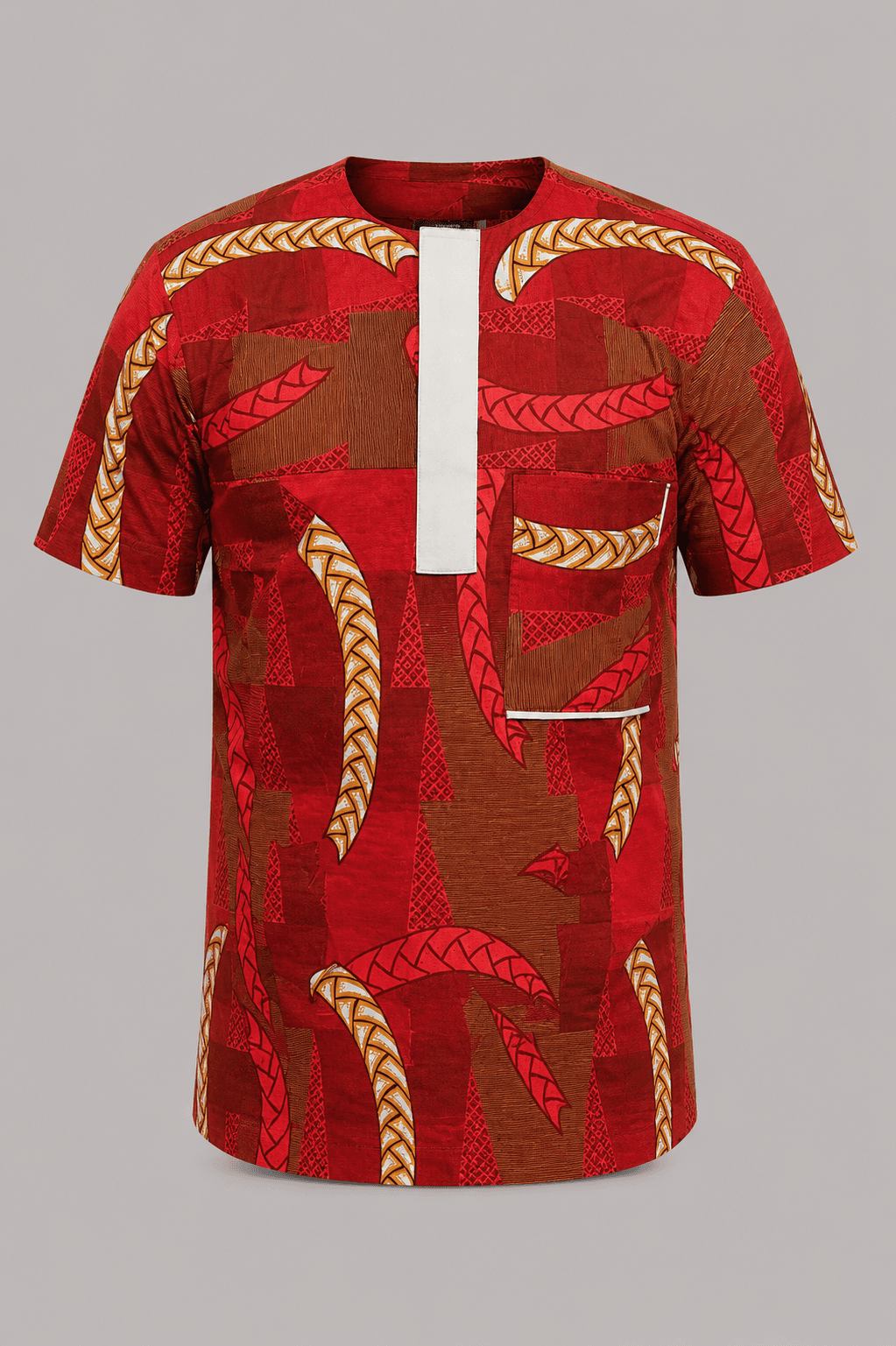 Red Ankara Shirt — worn