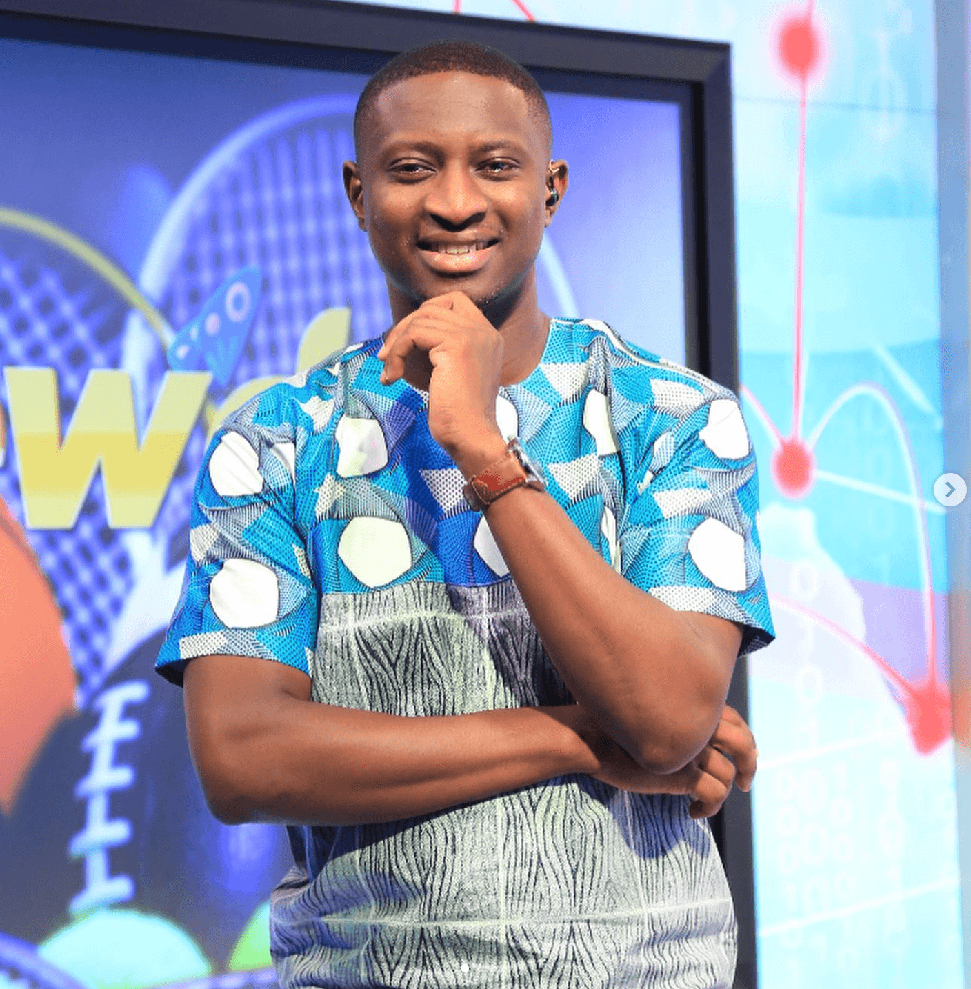 Blue Ankara Shirt — worn