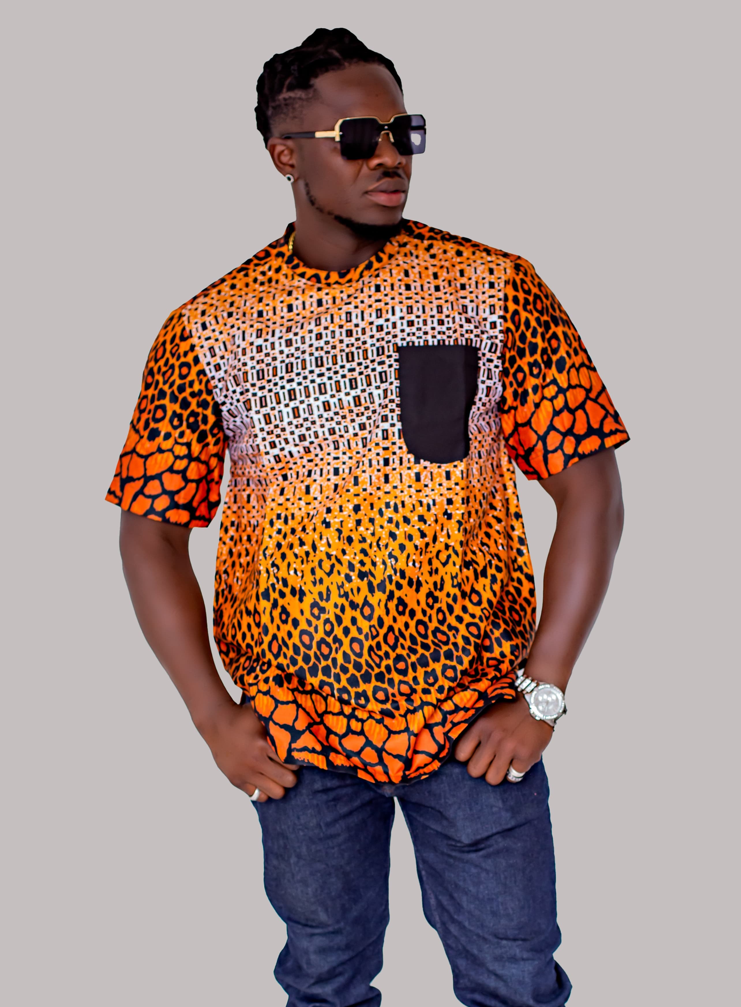 Orange Ankara Tee — front